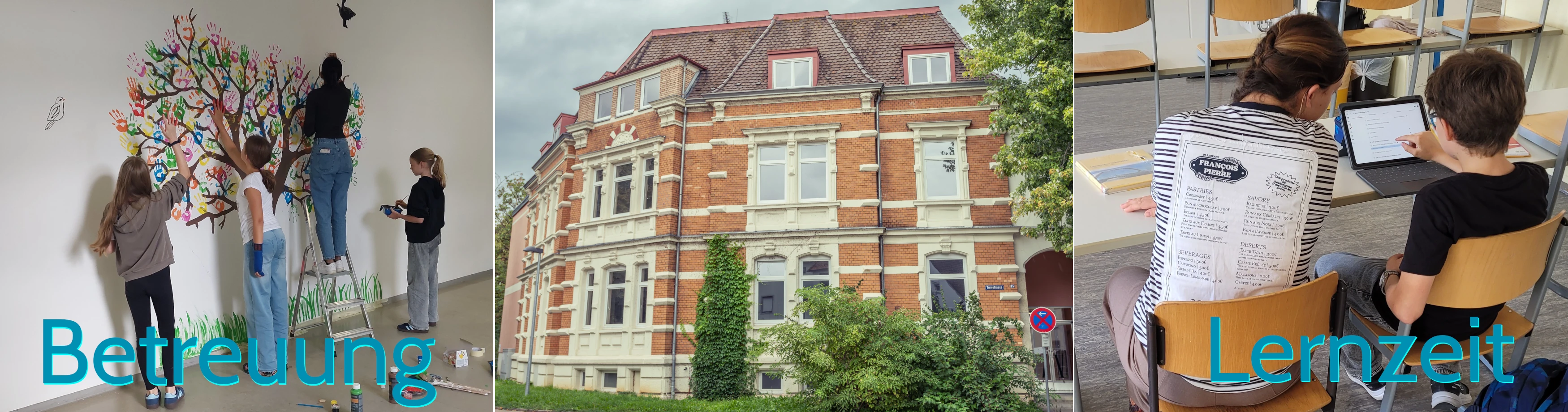 Schüler mit Fahrrad auf dem Schulhof